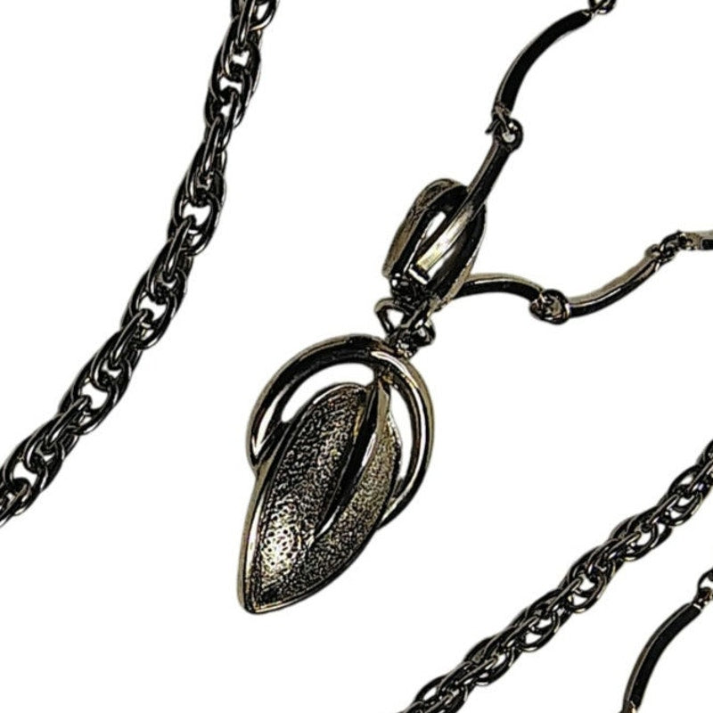 Vintage Layered Multi-chain Leaf Pendant Chain Link Necklace Victorian Style