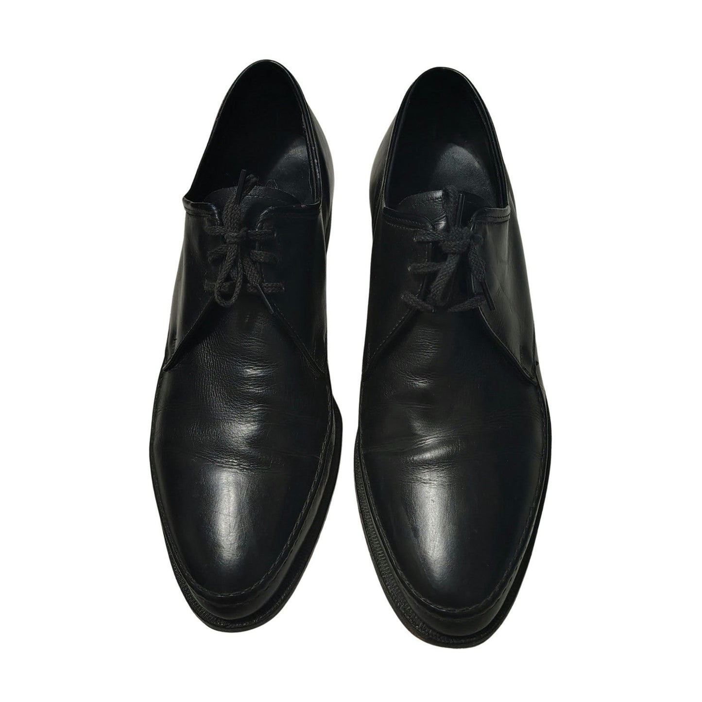 Nunn-Bush Black Leather Pointy Toe Lace Up Mens Dress Shoes Seam Detail Size 8 D