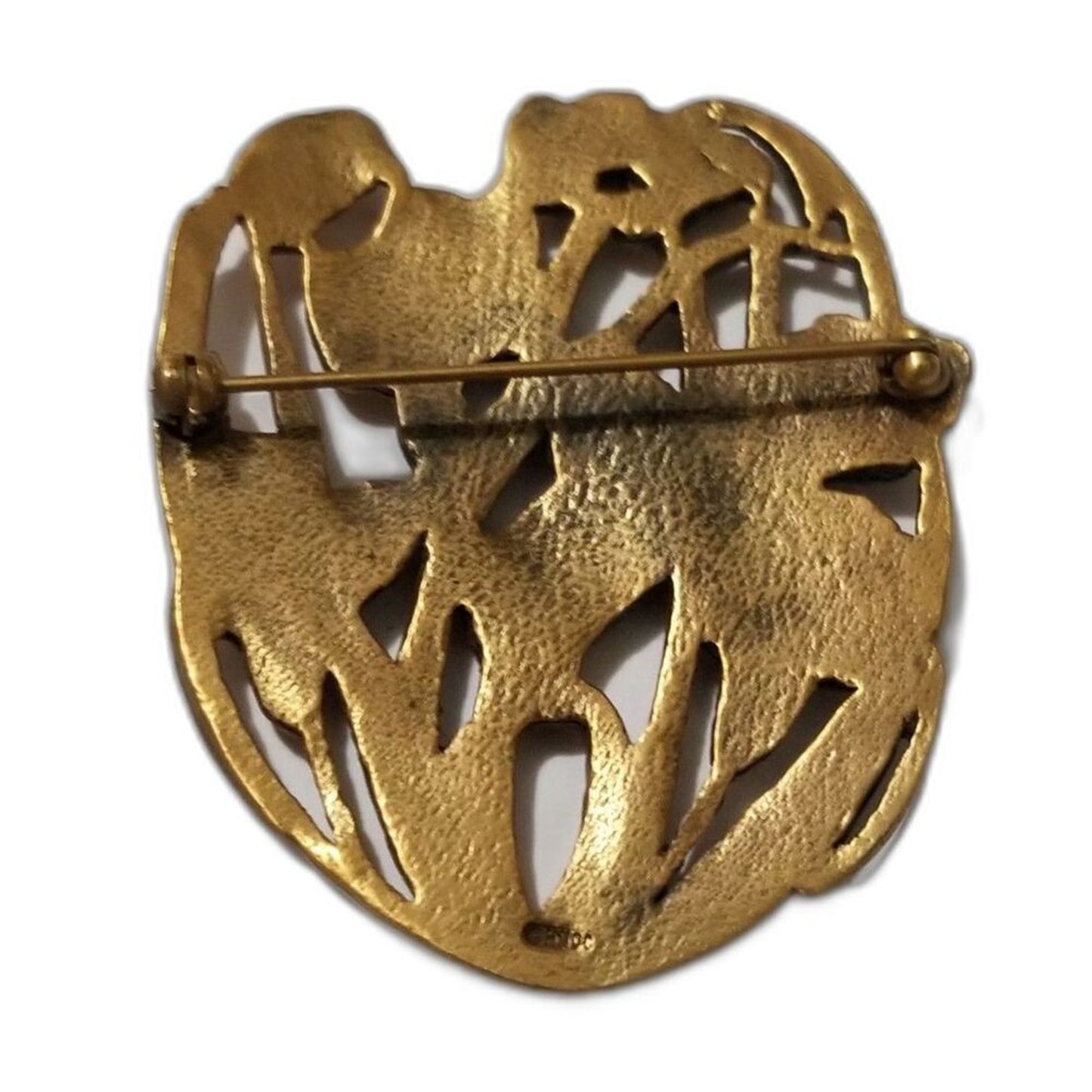 1980s Vintage Art Nouveau Irises Historical New Orleans Collection Gold Brooch
