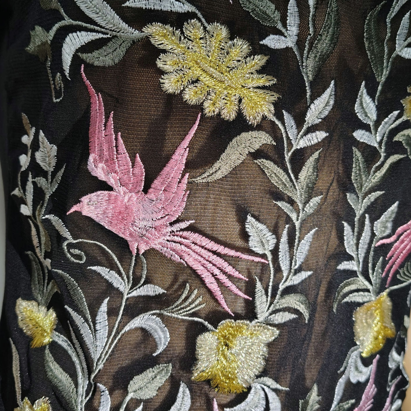 INC Int'l Concepts Sheer Hummingbird Metallic Embroidered Top without Cami Small