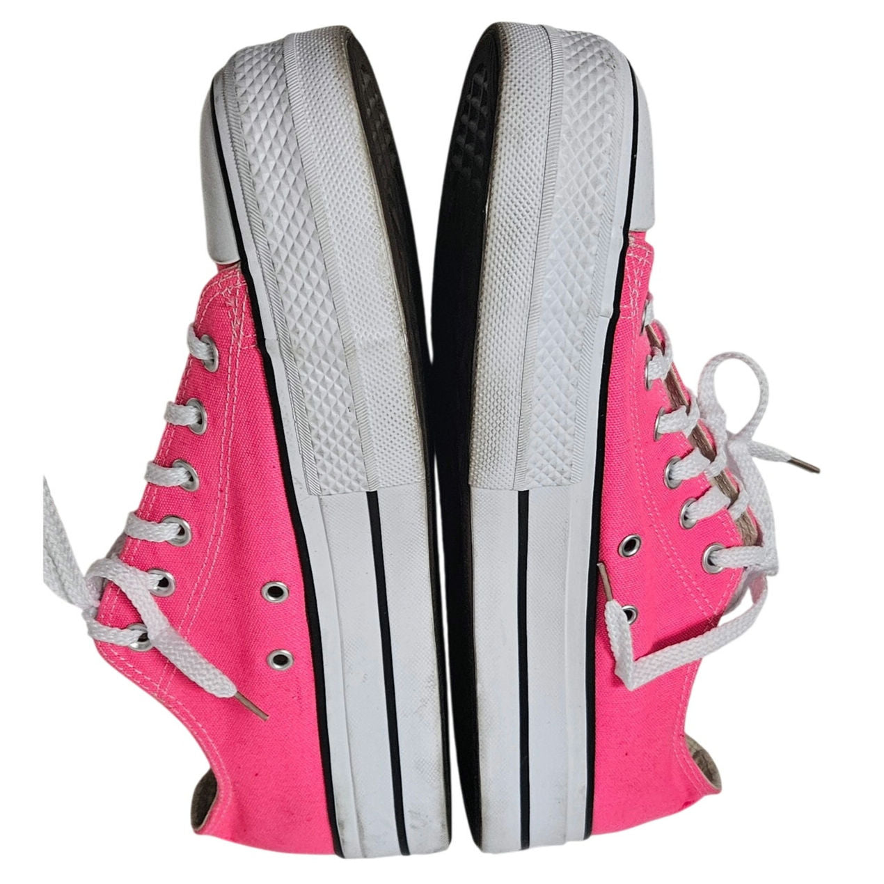 Hot Pink Converse Low Top Lace Up Chuck Taylor All Stars Platform Sneakers