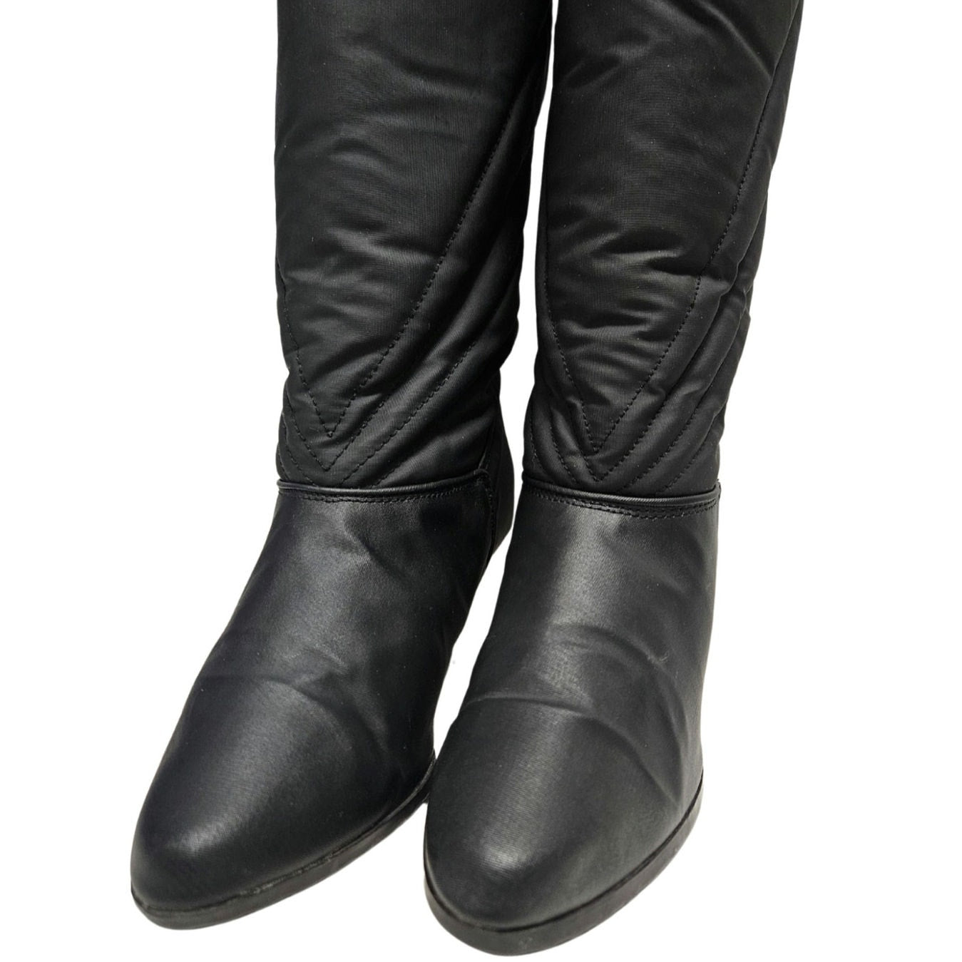 1980s Black Waterproof Rainboots 3 Inch Pump Heel Narrow Faux Fur Lining Size 7