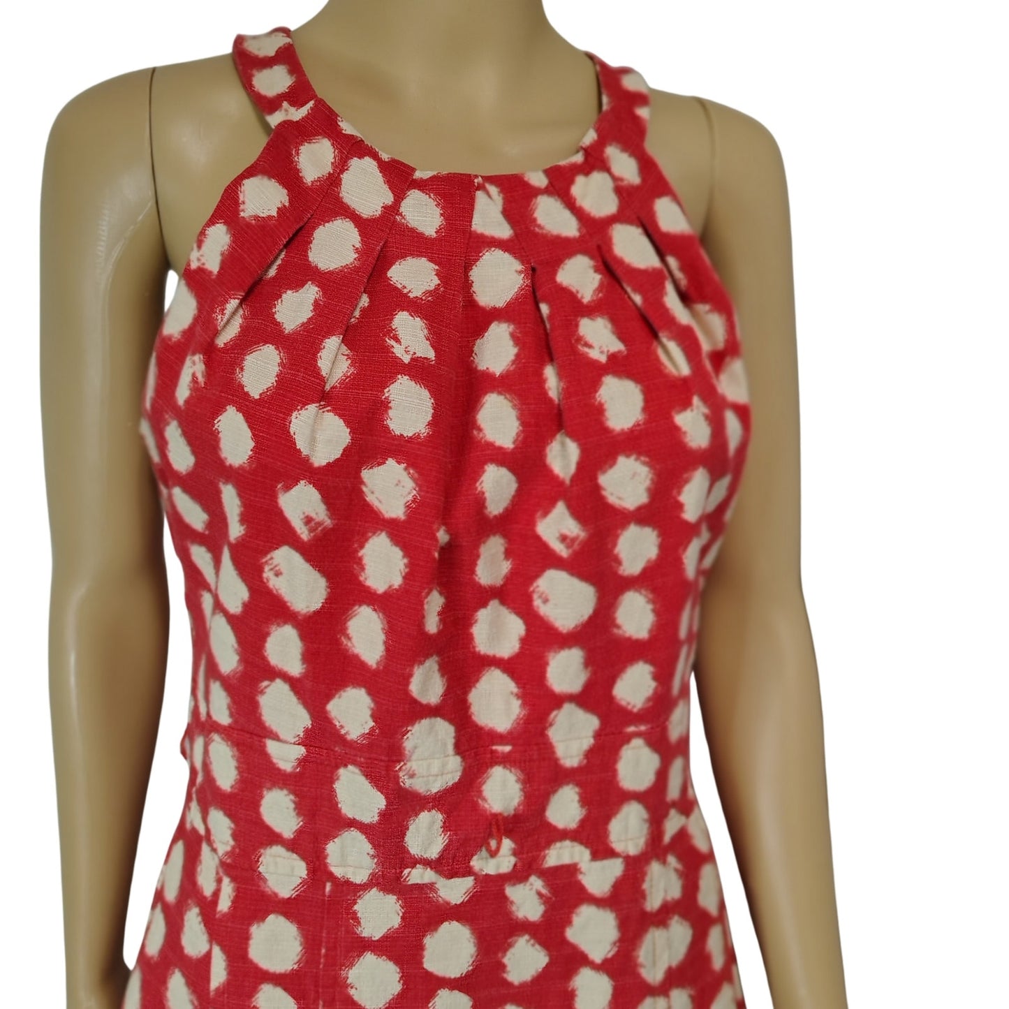 Orange Cream Bodycon Polka Dot Fit & Flare Racer Back Midi Dress Eliza J Size 6