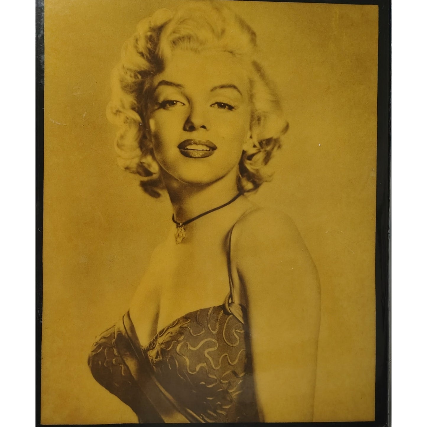 1970s Marilyn Monroe (1953 Image) Lacquered Wooden Plaque 14 7/8 Inch x 12 Inch