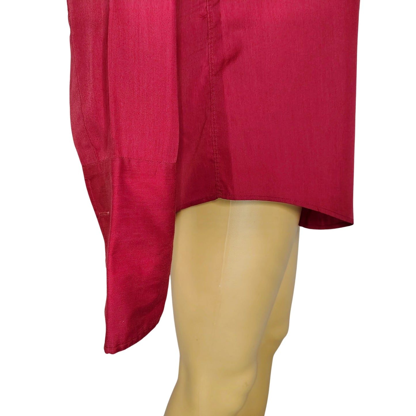 1970s Burgundy Wine Button Up Long Sleeve Folded Wrist Cuffs Dress Shirt Size 15 [Vintage}