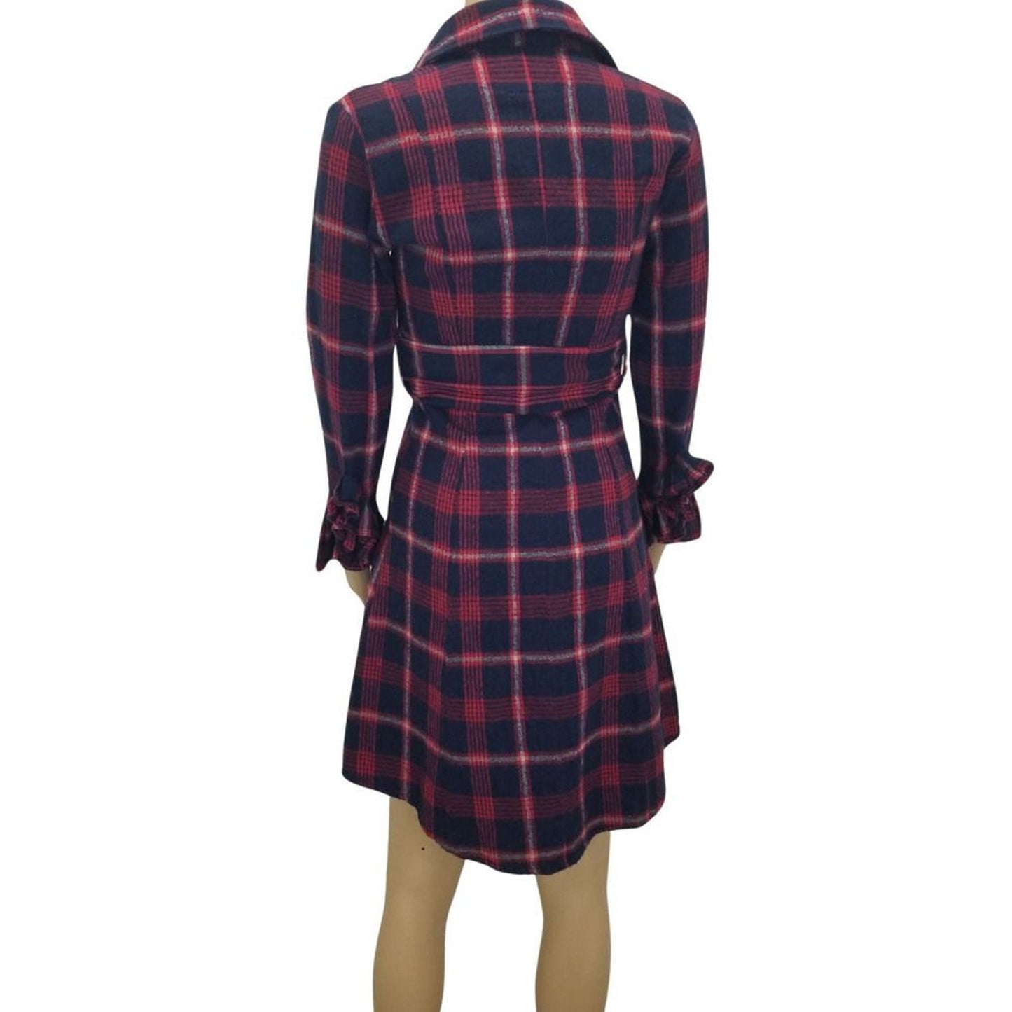 VINTAGE Our Fine Garments by Bell Red Plaid Flannel Button Up Shirt Dress SZ Sm