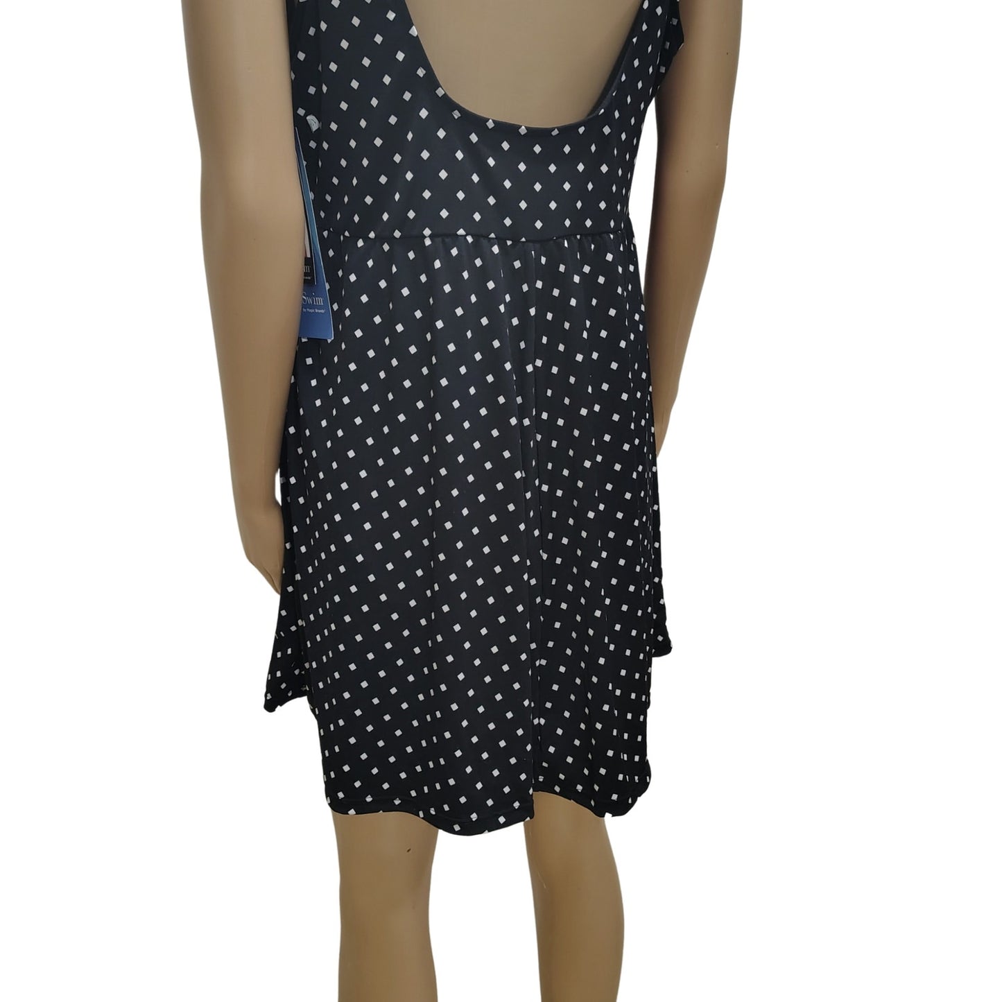 Diamonds Black White SlimSwim Magic Brands Onepiece Bathing Suit Swimdress SZ XL