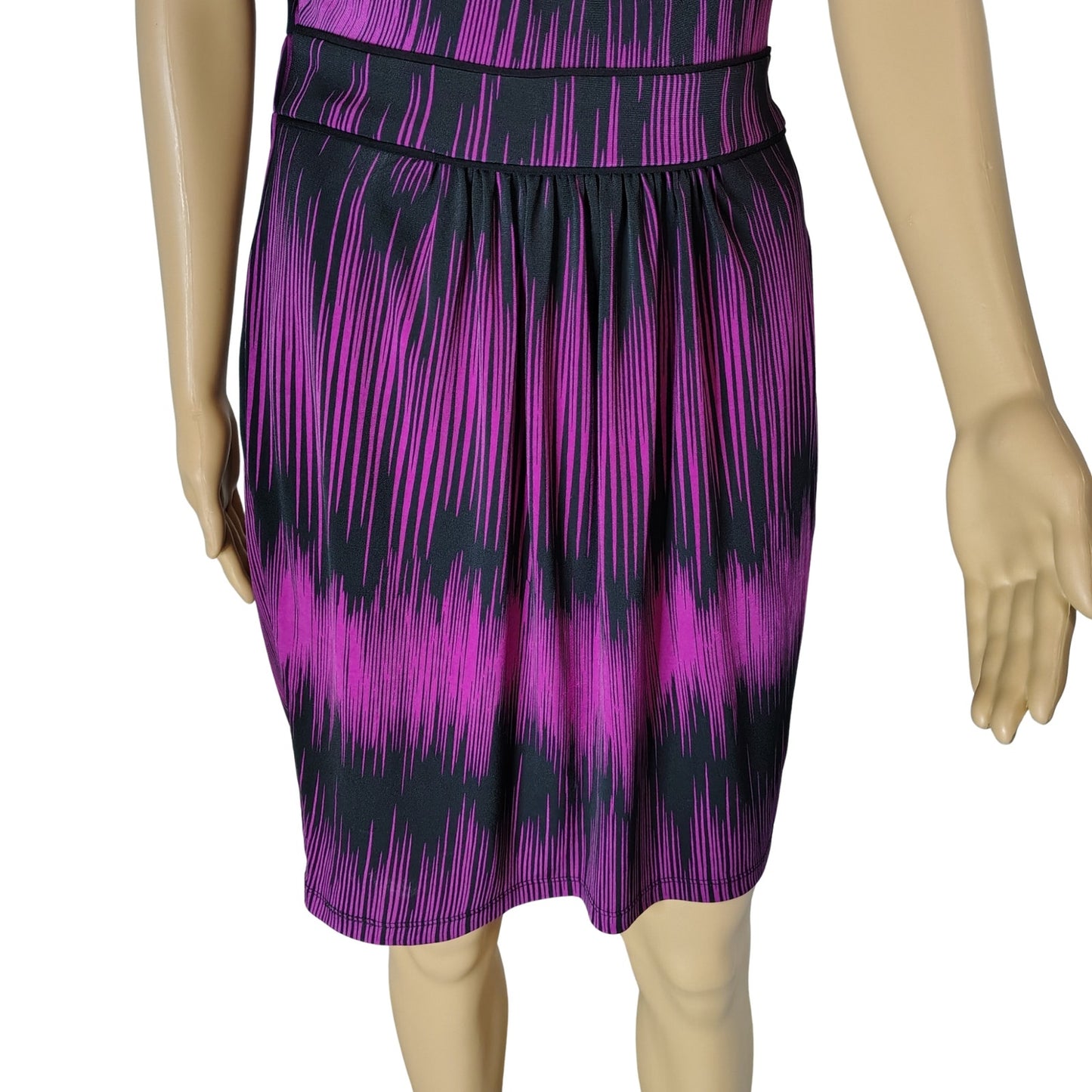 Plunge Neckline Purple Black Short Tank Top Dress Pockets Bisou Bisou Size 4