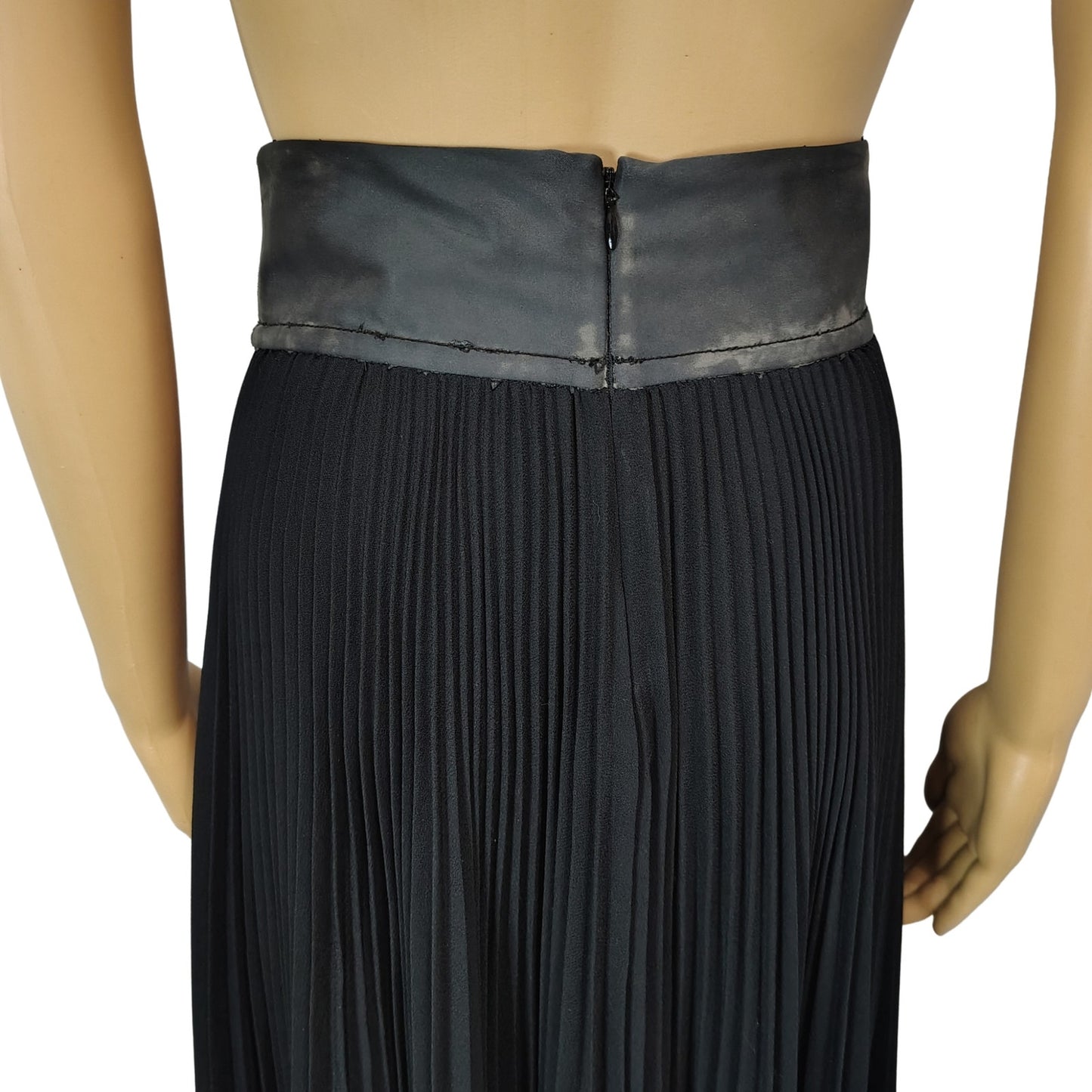 Black Gray High Waisted Pleated Ruffle Full Circle Fit & Flare Skirt Size 0