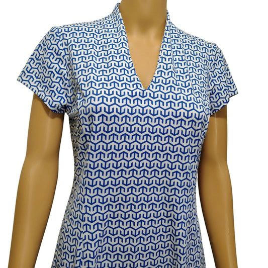 J. McLaughlin Ivana Women Short Sleeve Blue White Short Athletic Dress Sz Small