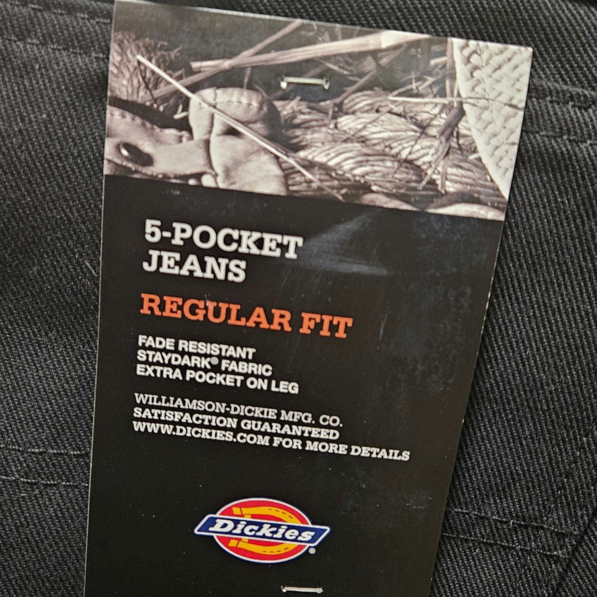 Dickies 5-Pocket Black Jeans Regular Fit Fade Resistant Staydark Fabric SZ 32x32