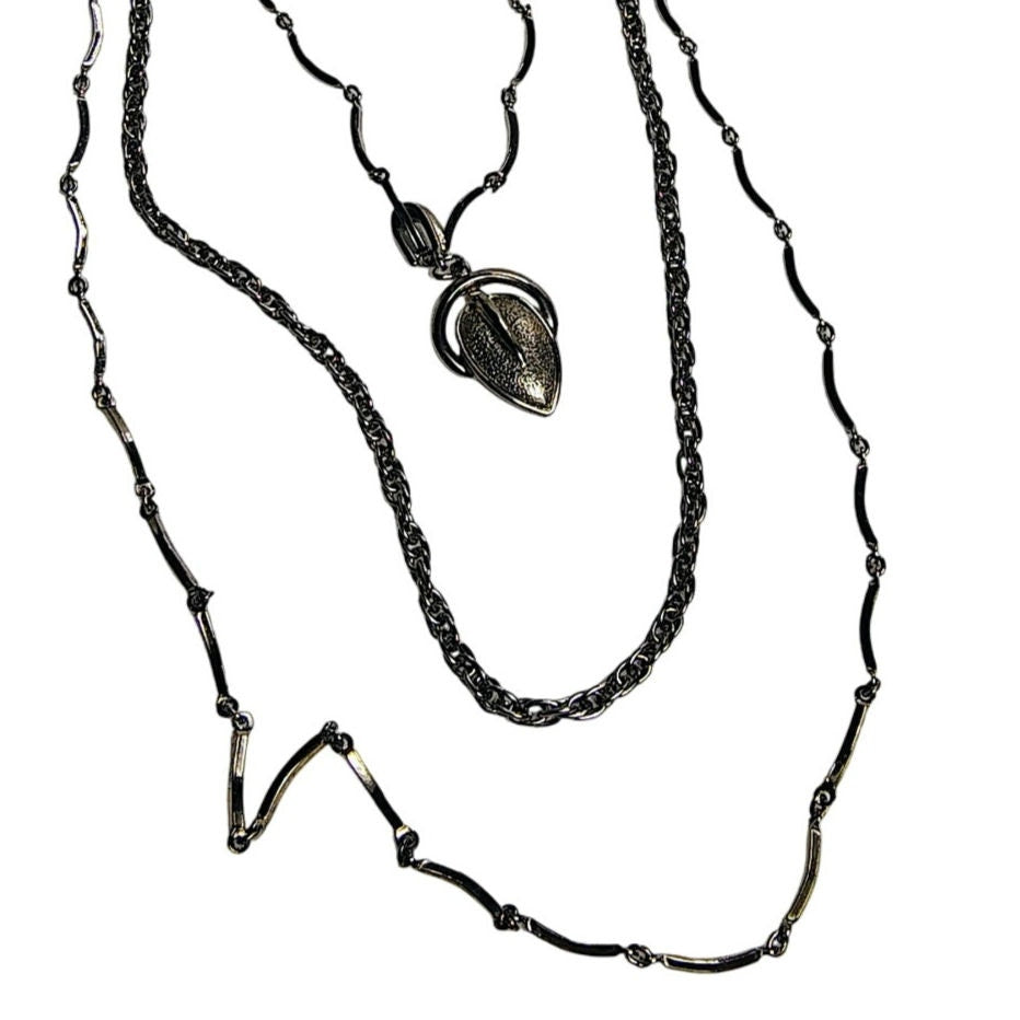 Vintage Layered Multi-chain Leaf Pendant Chain Link Necklace Victorian Style