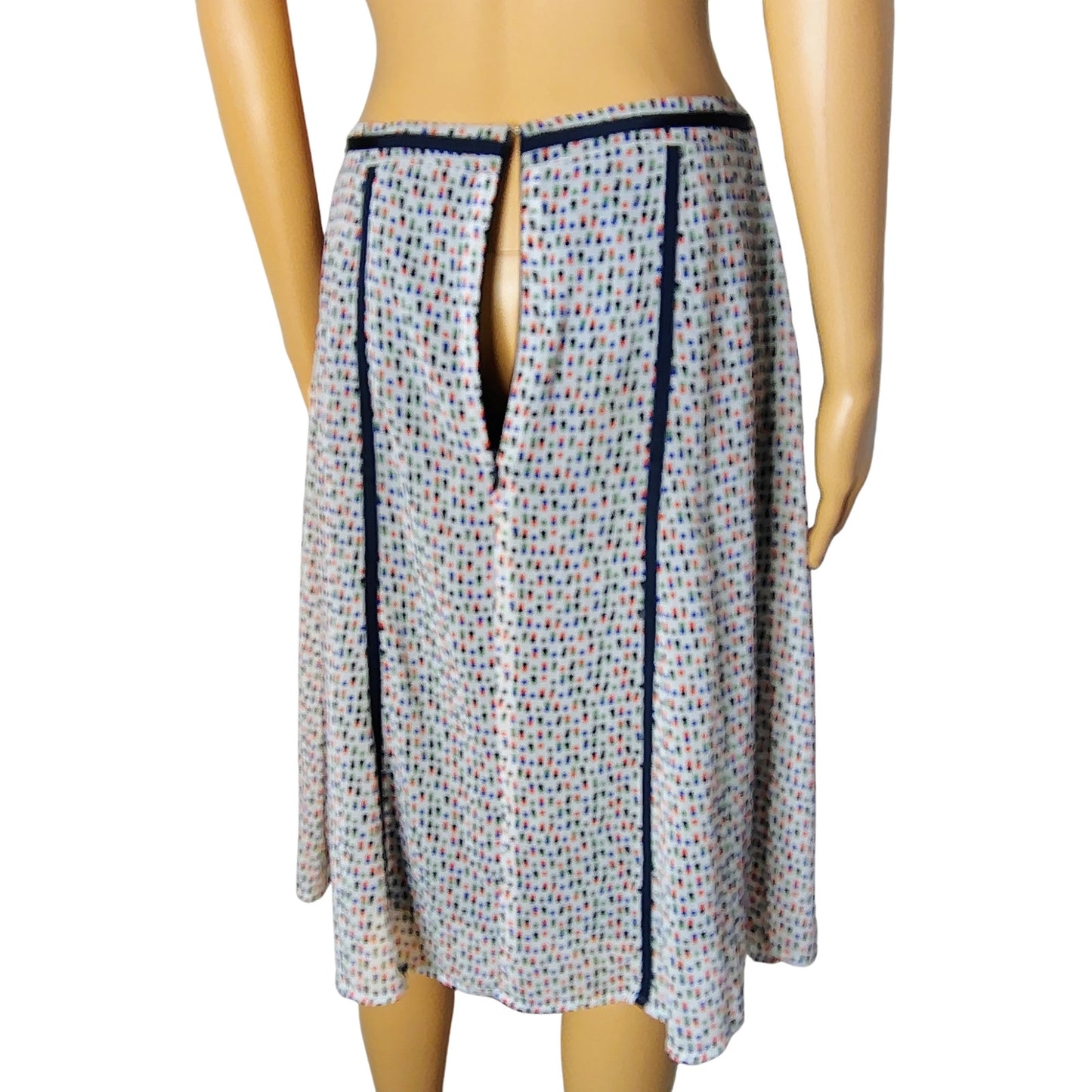 Blue Micro Boxes Graphic Designs A Line Midi Lined Skirt by Downeast Size Small