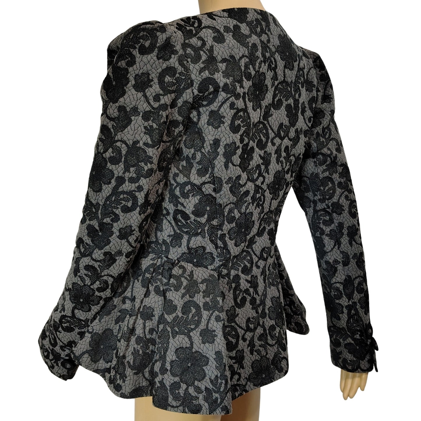 Betsey Johnson Floral Jacket Brocade Runway Peplum Ribbon Fit Flare Size 6