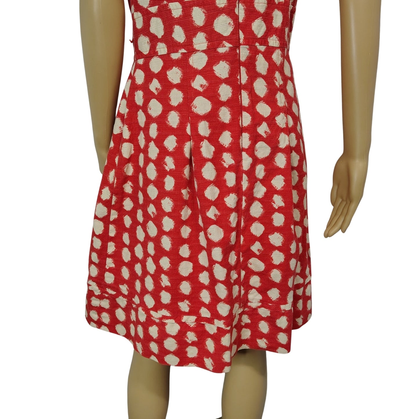 Orange Cream Bodycon Polka Dot Fit & Flare Racer Back Midi Dress Eliza J Size 6