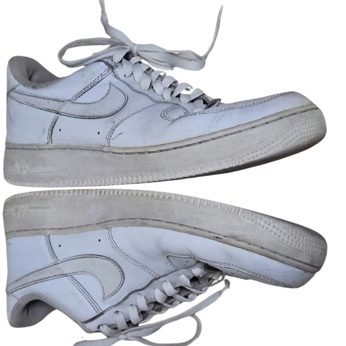 Nike Air Force 1 07 Triple White Lace Up Sneakers Tennis Used Size Men's US 12