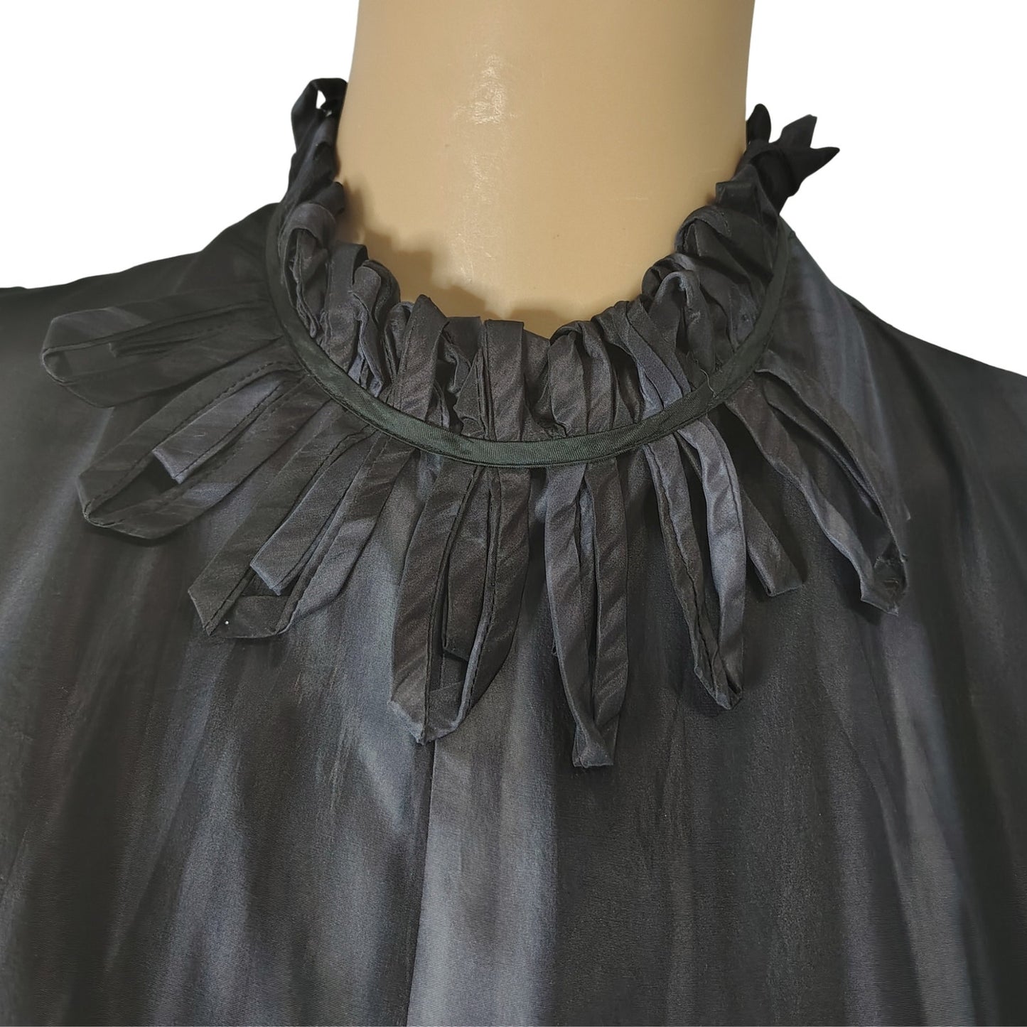 Silk Black Gray Marni Midi High Neck A Line Sheath Dress Lined Size 8 US 44 IT