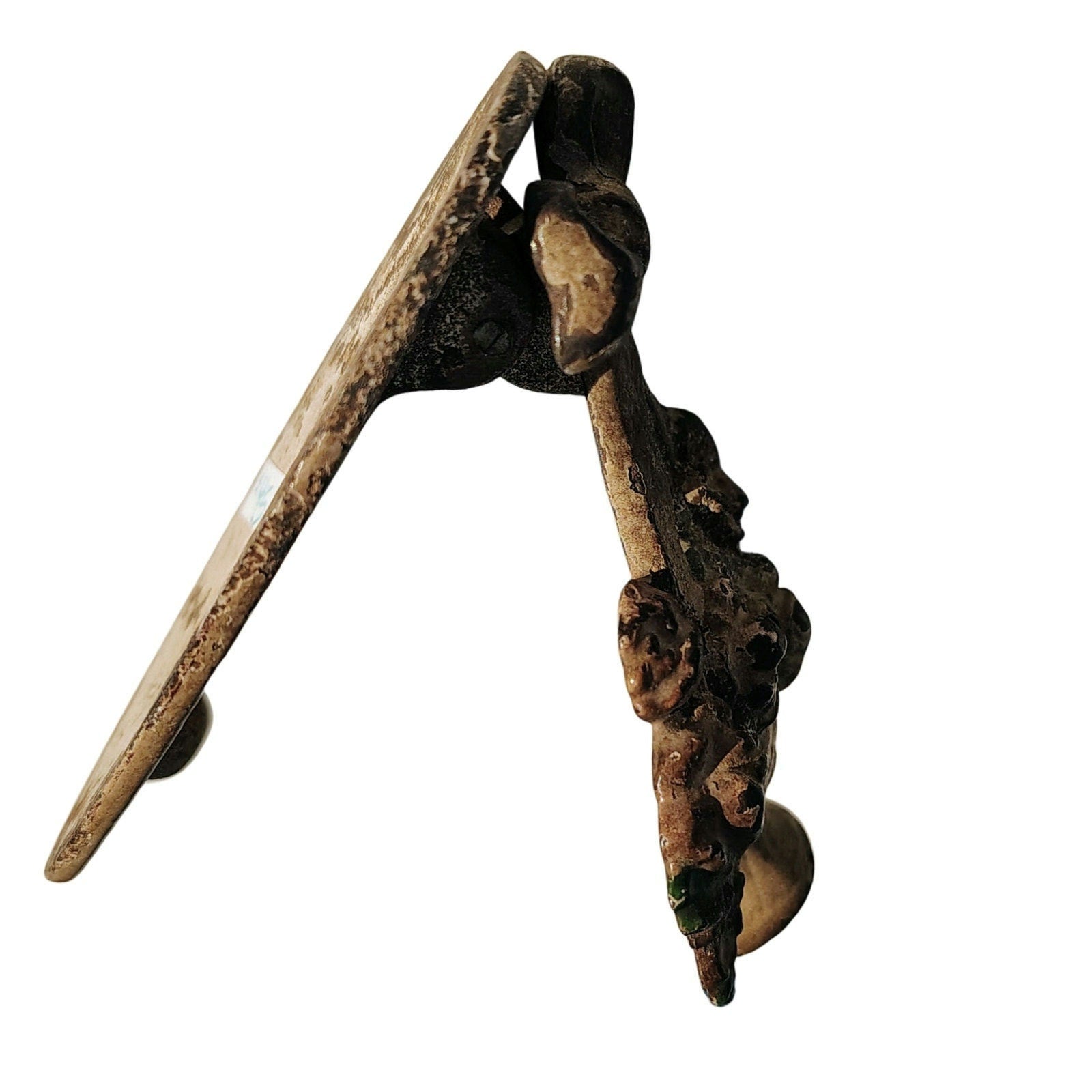 1920s Hubley Cast Iron Flower Basket Ribbon Door Knocker Cream [Antique]