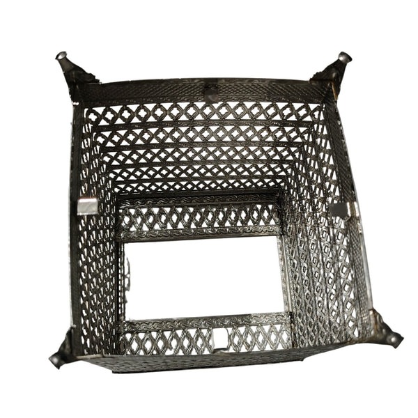 1960s Ornate Filigree Design Silver Tone Tissue Box Holder Hollywood Regency Era [Vintage}