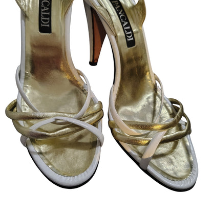 80s Pancaldi Italian Leather Strappy Heels 4 Inch Heel Size 7 1/2 AA Gently Used [Vintage]