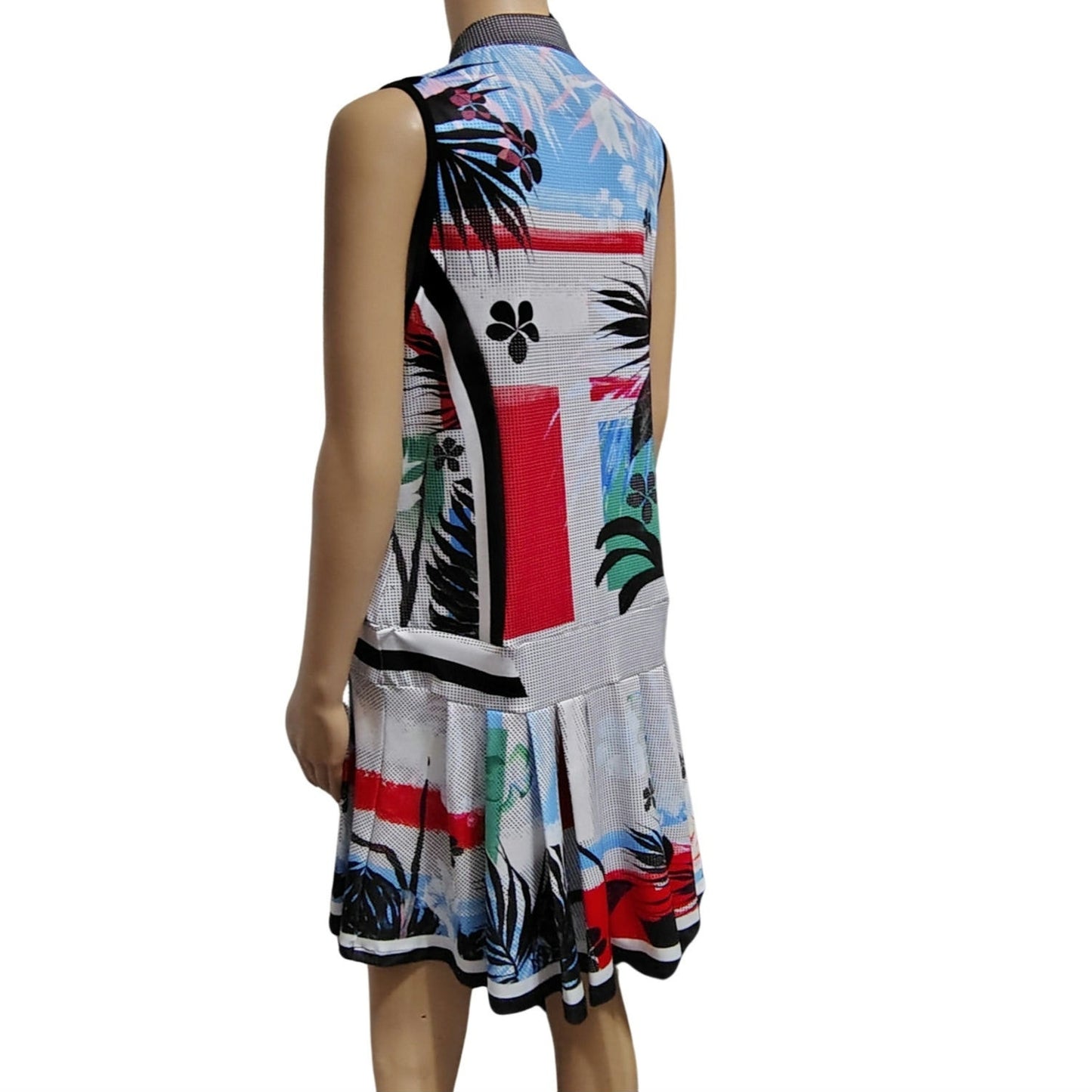 Lucky in Love Catalina Golf Dress High Neck Full Back Pleated Drop Waist Size Medium