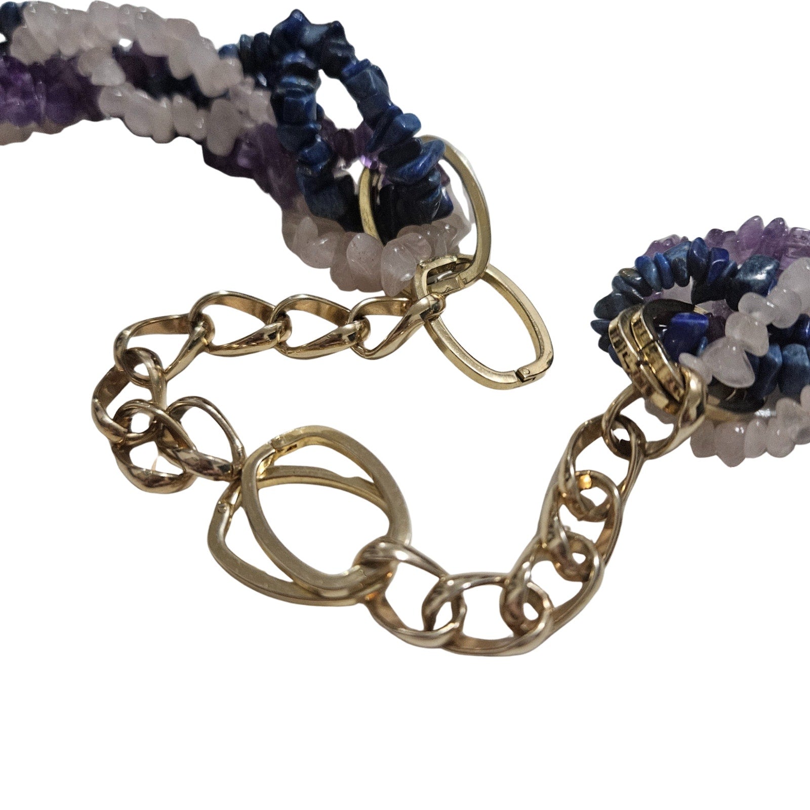 Purple Amethyst Lapis Lazuli Rose Quartz Belt Pottery Belt Buckle [Vintage]