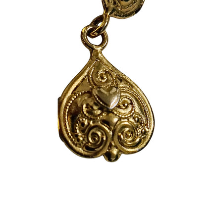 80s Bali Design Gold Tone Filigree Teardrop Pierced Earrings Deadstock [Vintage ]