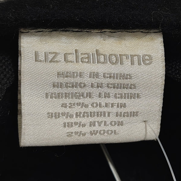 1990s Black Page Boy Cap Liz Claiborne Wool Rabbit Fur Blend Hat Small [Vintage]