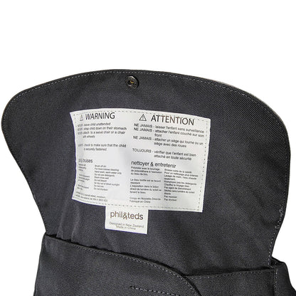 Phil and Ted's Charcoal Gray Belted Hip Baby Seat Carrier Belts Onto Hips