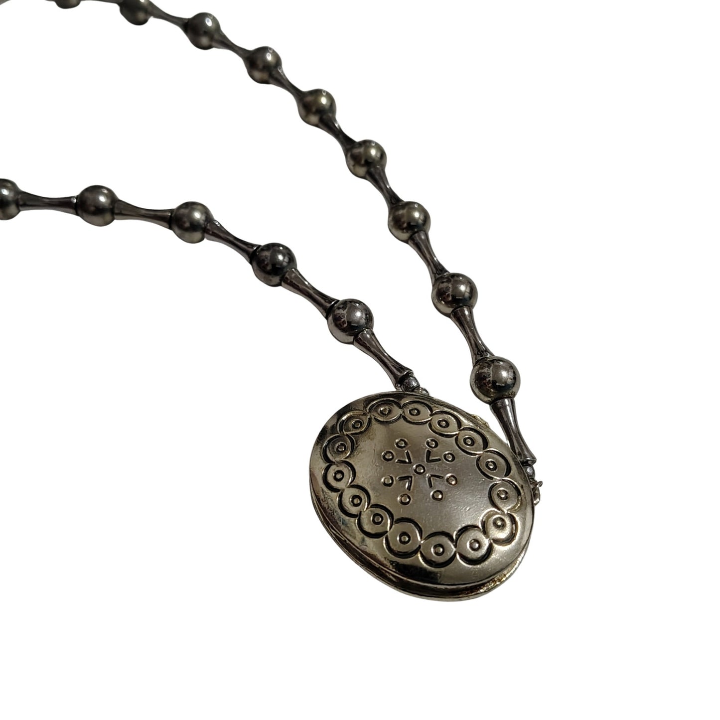 1973 Estée Lauder Perfume Locket Necklace Collectible Fragrance Moon Silver [Vintage]