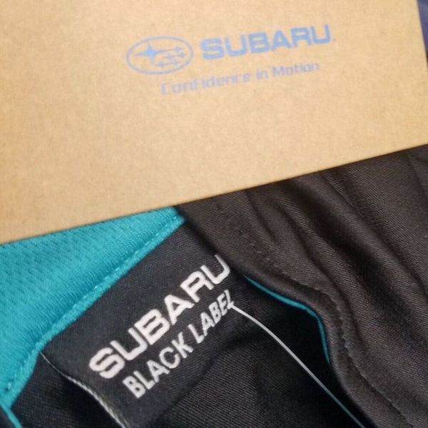 Subaru Black Label Black with Blue Pullover Zip Up Collar Shirt Size Small