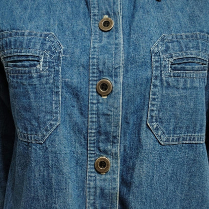 1970s Denim Wingtip Button Up Multiple Pockets Jacket Work Leisure Womens SZ 12