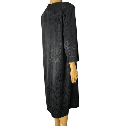 1970s Anthony Richards Abstract Print Black on Black Sheath Dress  Plus Size 14 [Vintage]