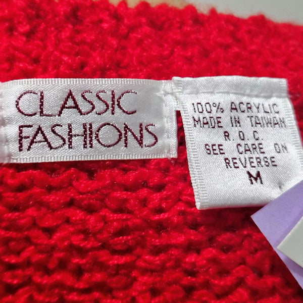70s Red Acrylic Knit Sleeveless Cardigan Vest Misses Sportswear Size Medium New