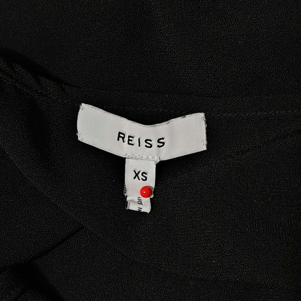 REISS Black Short Slip Dress Adjustable Spaghetti Straps V Neckline Size XS