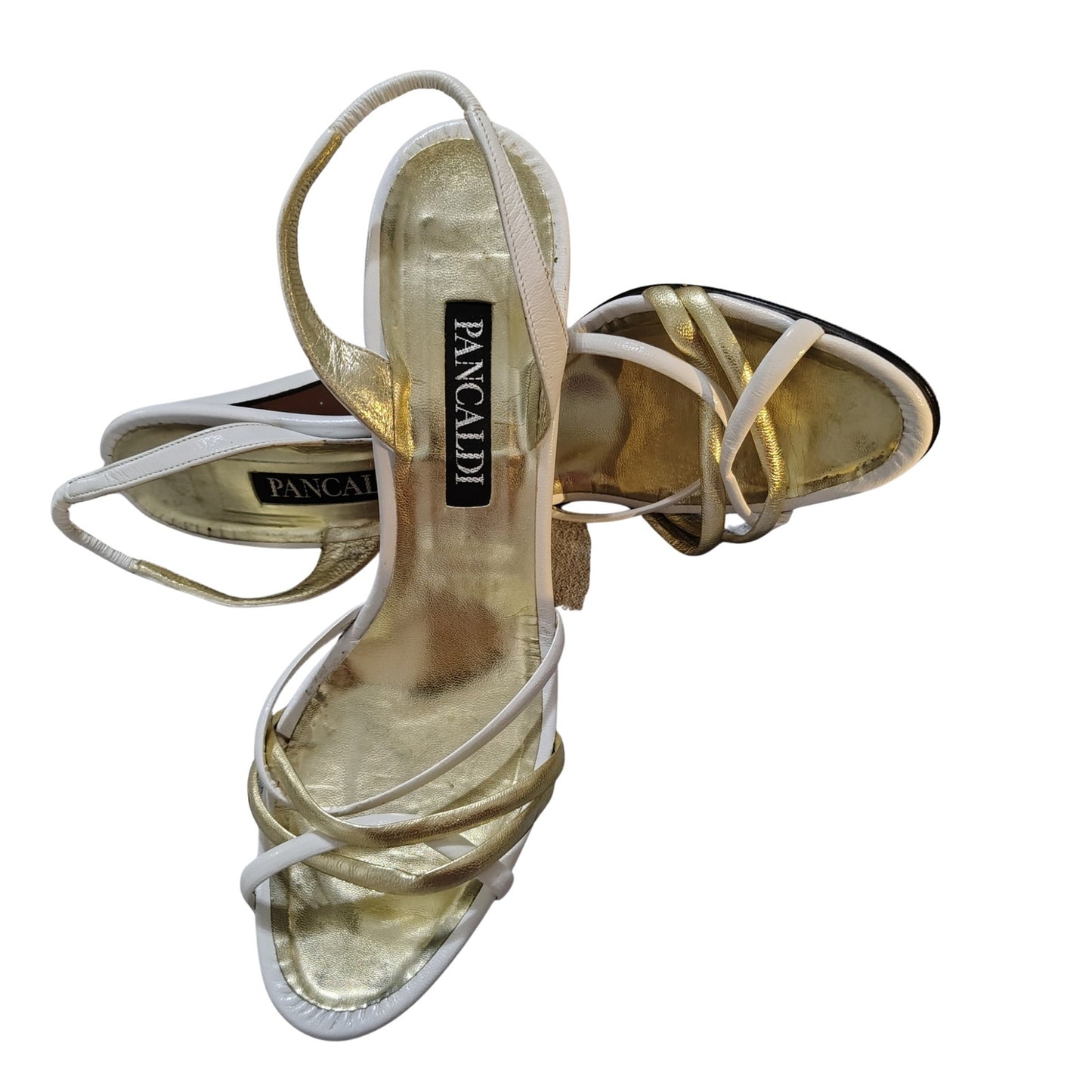 80s Pancaldi Italian Leather Strappy Heels 4 Inch Heel Size 7 1/2 AA Gently Used [Vintage]