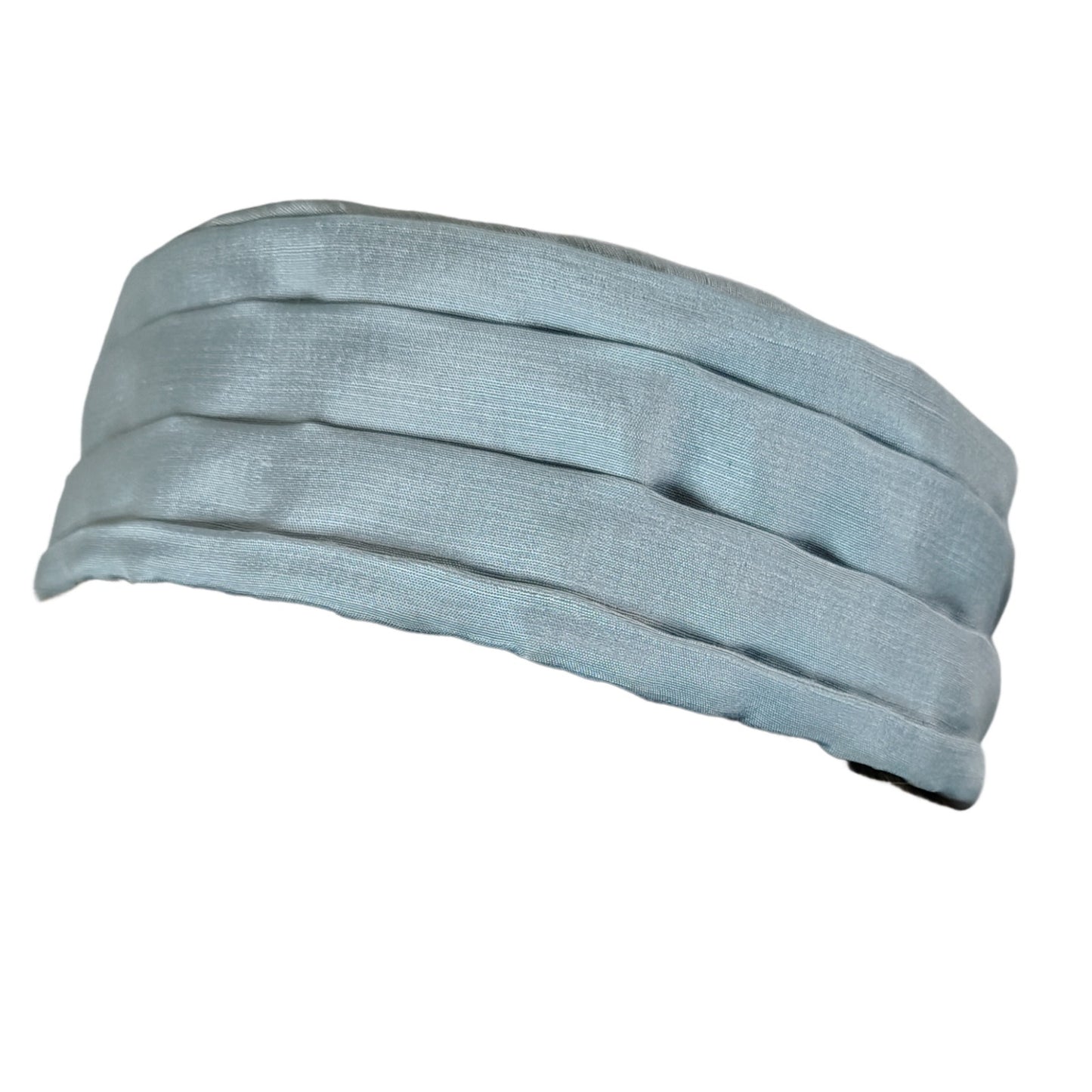 1960s Light Blue Pill Box Hat Hand Crafted Pleated Hat Band Design Size 6 [Vintage]