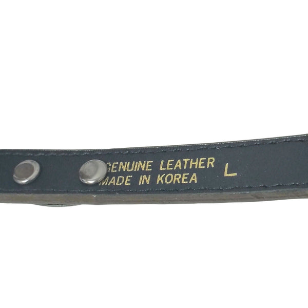 Vintage Tan Western Skinny Concho Belt Silver Tone Rounded Etched Buckle Size L