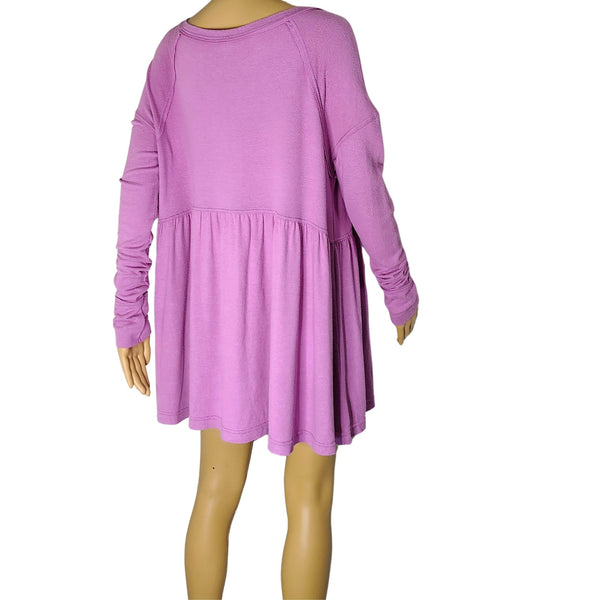 Loose fit Plum Lilac Wide Fit Baby Doll Top Box Cut Long Sleeves Med Free People