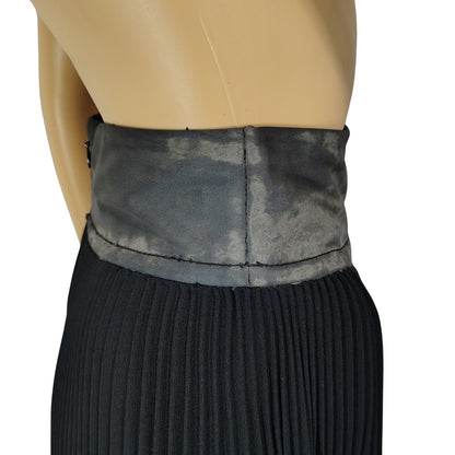 Black Gray High Waisted Pleated Ruffle Full Circle Fit & Flare Skirt Size 0