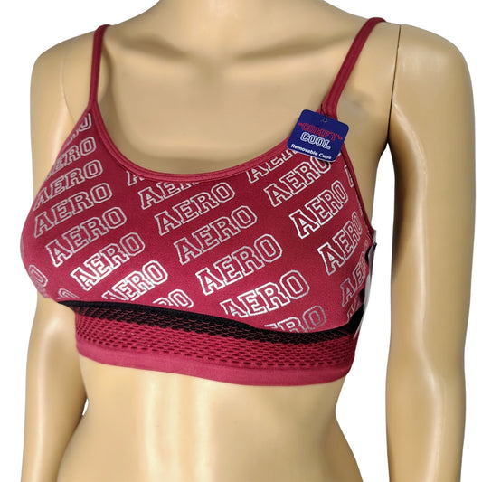 Burgundy Comfy Cool Aeropostale Removable Cups Sports Bra Size Medium Juniors