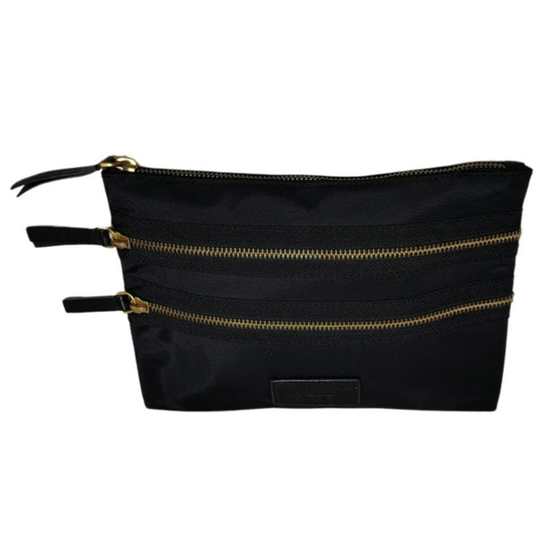Black Marc Jacobs Piqué-shell Clutch In-Bag Organizer Three Zipped Compartrments