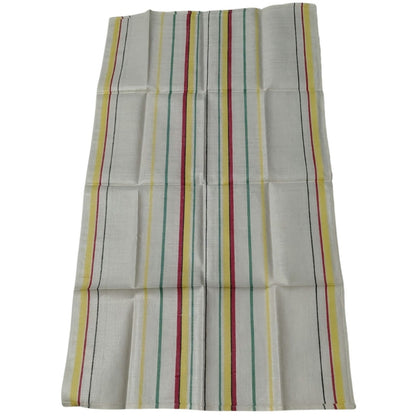 40s 50s Pure Linen Striped Tea Towel Unused French Kitchen Towel New Without Tag