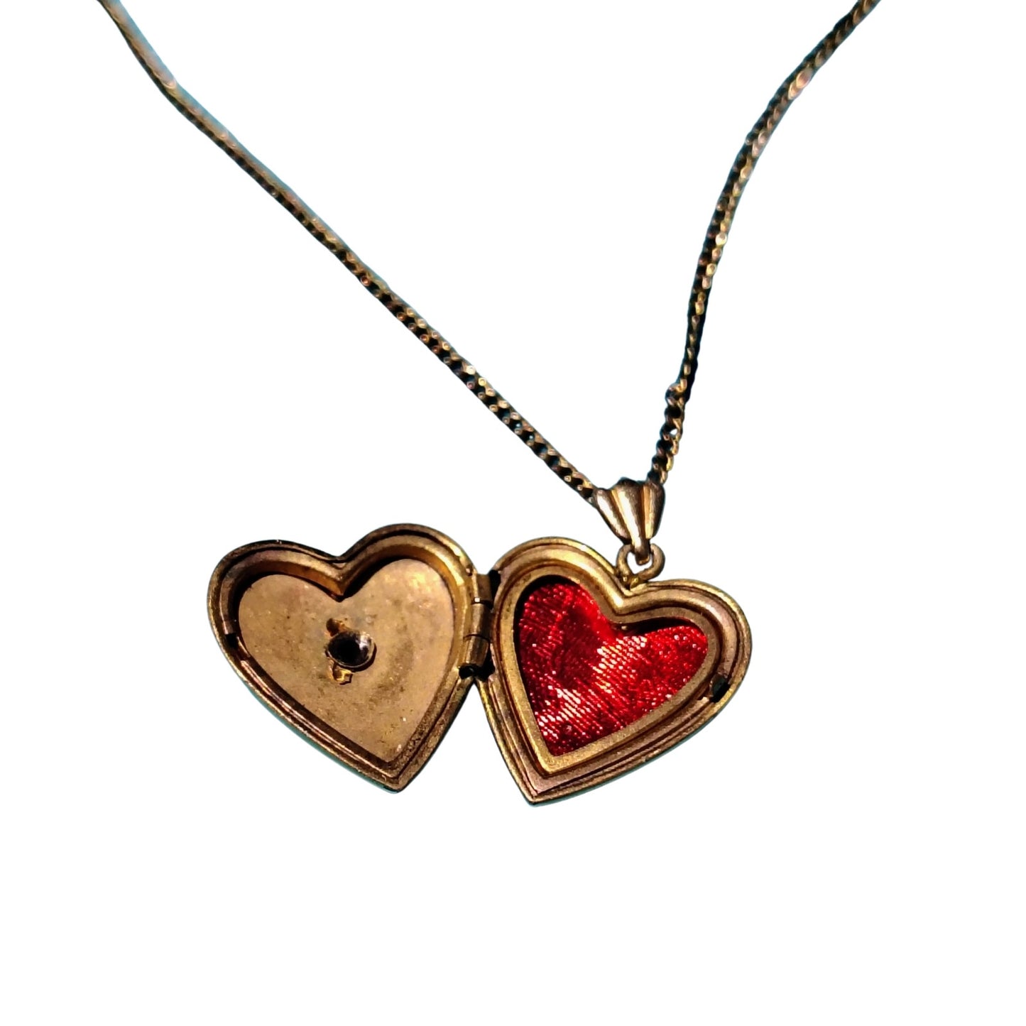 1940s Antique 12k GF Mother Of Pearl Heart Sweetheart Locket Chain Link Necklace [vintage]