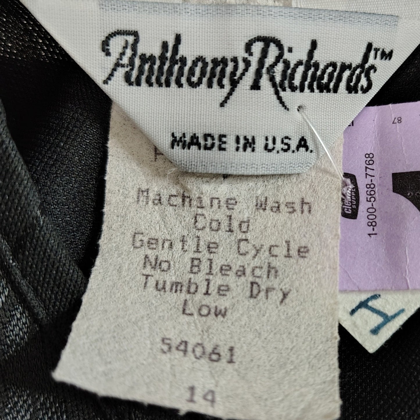 1970s Anthony Richards Abstract Print Black on Black Sheath Dress  Plus Size 14 [Vintage]