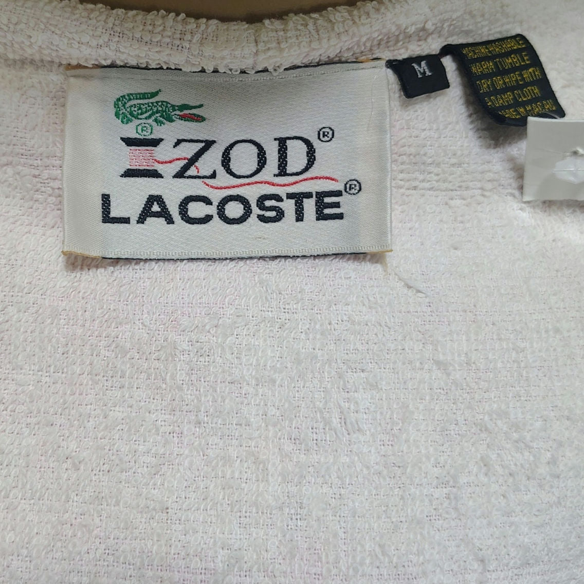 80s Red Izod Lacoste Nylon Windbreaker Jacket Terry Cloth Zip Up Hoodie [Vintage]