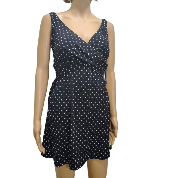 Diamonds Black White SlimSwim Magic Brands Onepiece Bathing Suit Swimdress SZ XL
