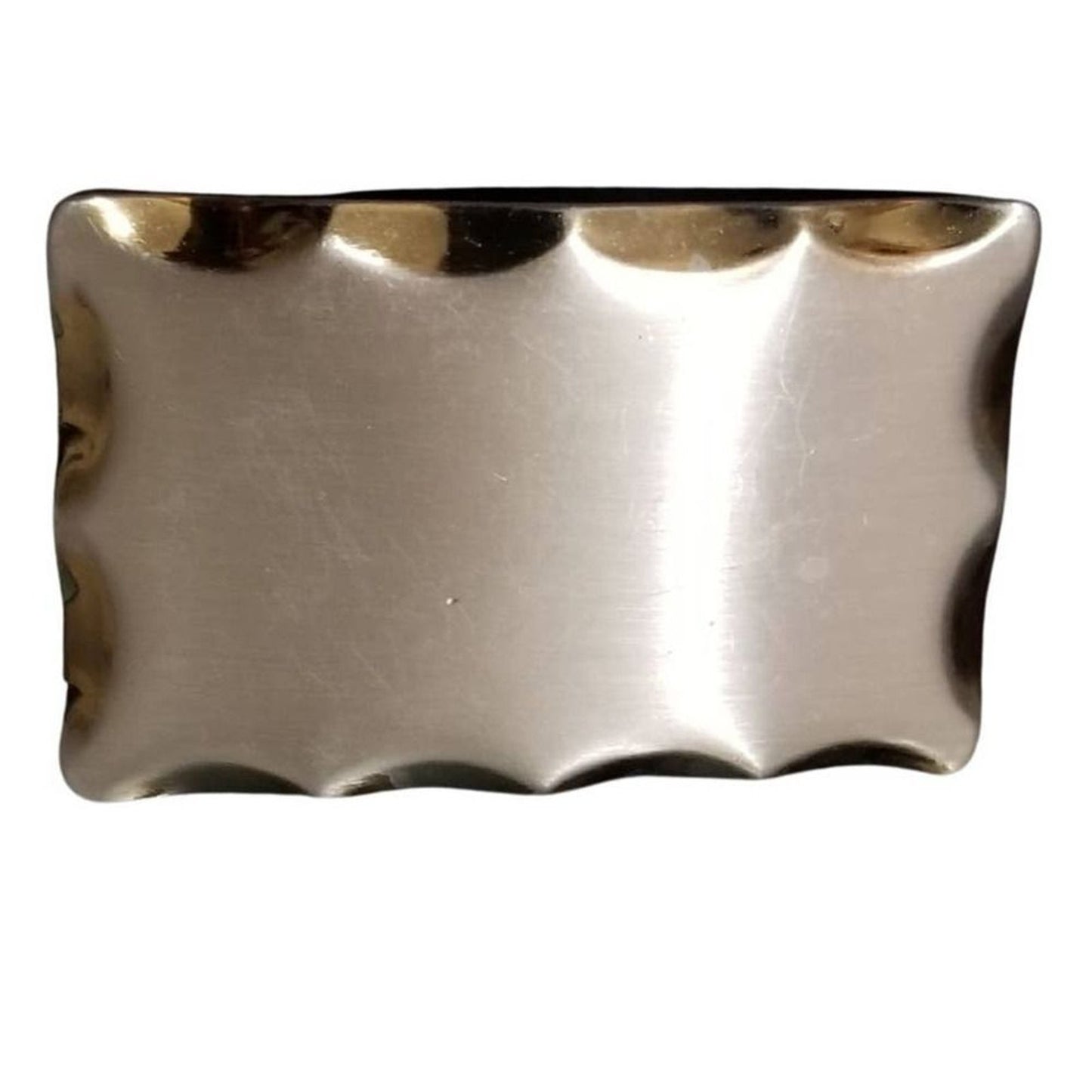 Silver Rectangle Nickel Plated Beveled Edge Replacement Belt Buckle Gently Used [Vintage}