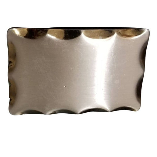 Silver Rectangle Nickel Plated Beveled Edge Replacement Belt Buckle Gently Used [Vintage}