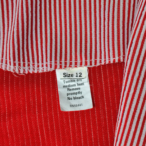 1960s Red White Striped Polyester Single Breasted blazer Size 12 Women's [Vintage]